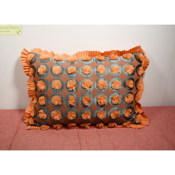 Opalhouse Designed W/Jungalow 14x20" Fringe Pom Throw Pillow Orange Coral* - Picture 1 of 2